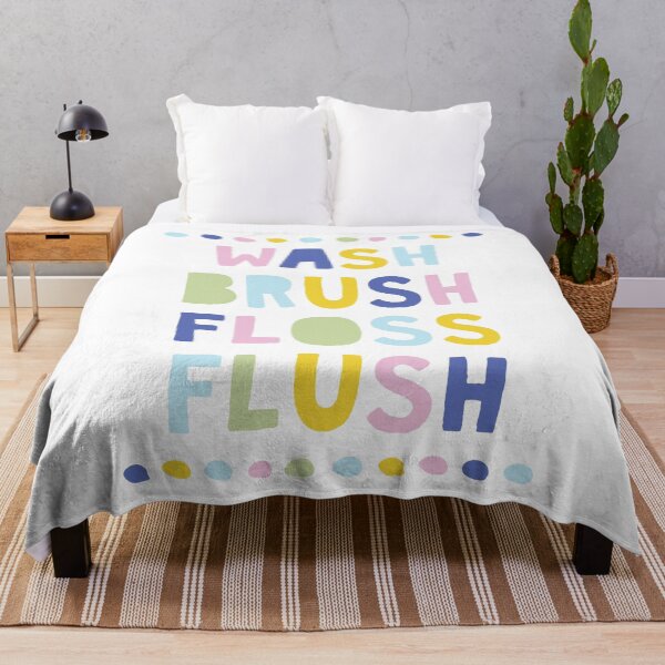 Item preview, Wash Brush Floss Flush - Bathroom wall art for kids. designed and sold by Si Li.