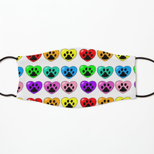 Rainbow paw print hearts Kids Mask