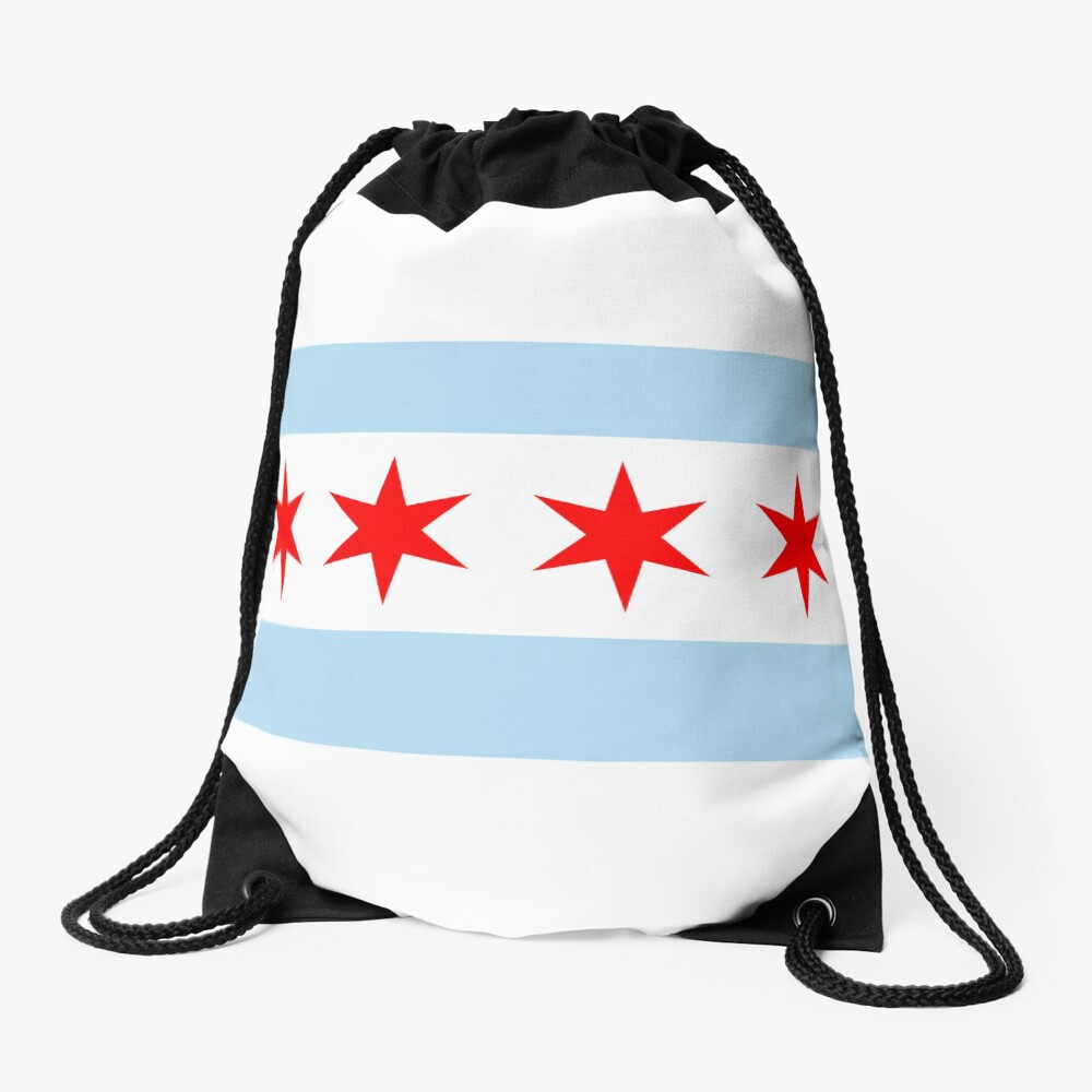 Patriotic Chicago Flag Drawstring Bag
