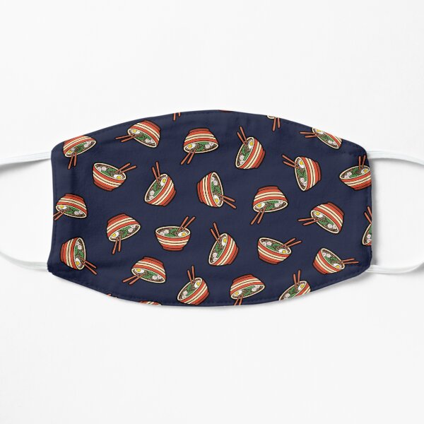 Ramen Bowl Pattern in Dark Blue Flat Mask