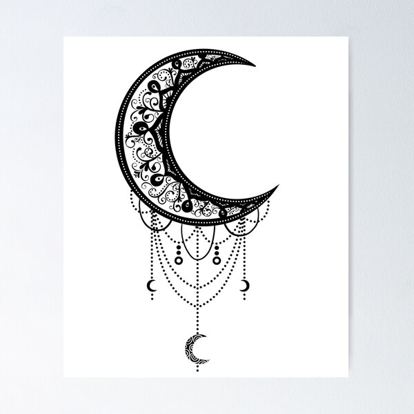 Crescent Moon Mandala (inverted color) Art Board Print for Sale