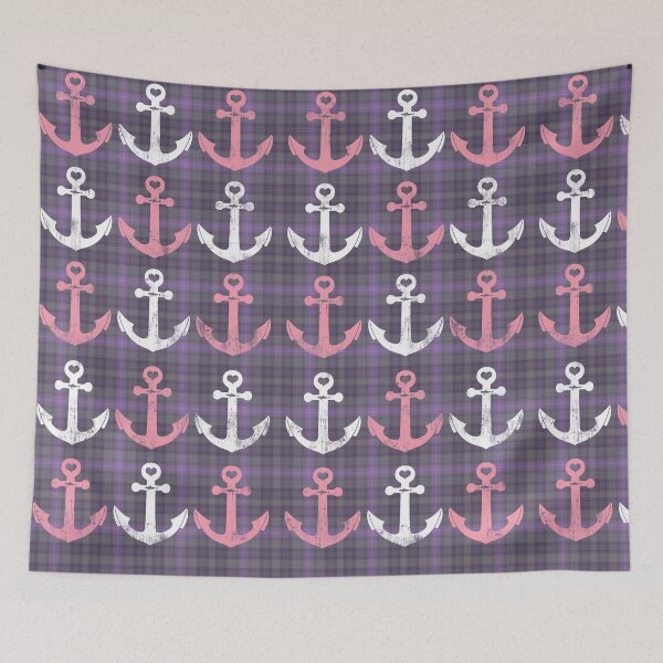 Item preview, Cute Nautical Pink Purple Anchors Pattern designed and sold by frittata.