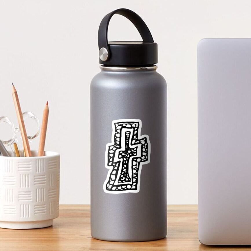 Lower case black and white Alphabet letter T Sticker