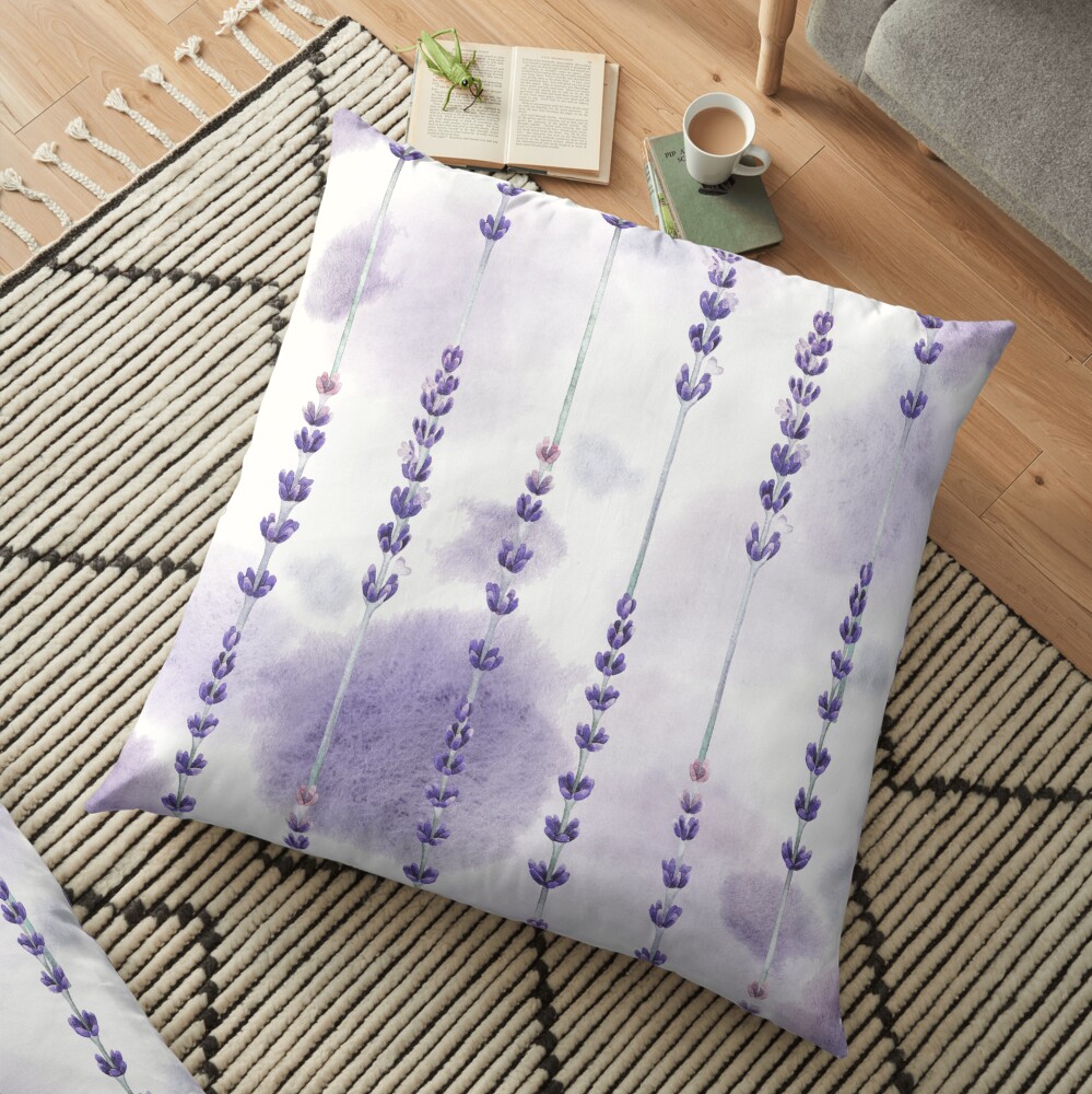 Watercolor lavender Floor Pillow