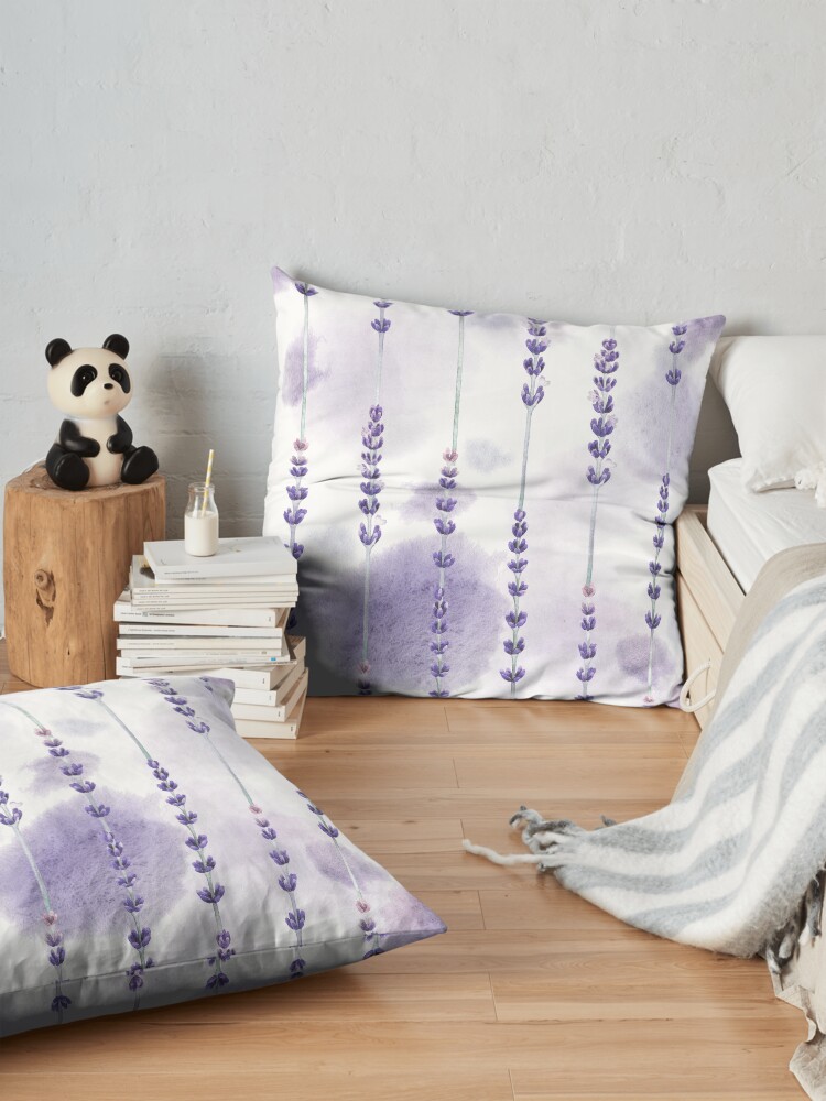 Alternate view of Watercolor lavender Floor Pillow