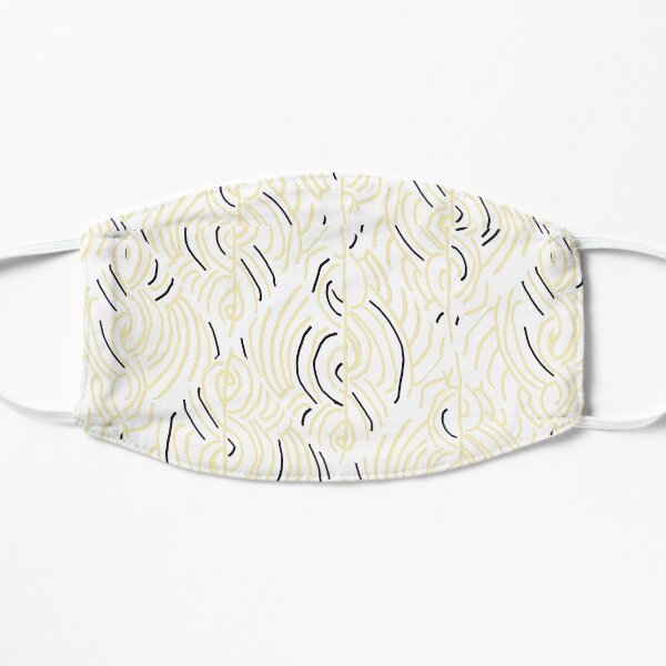 Lines and curves – black, white, cream pattern Flat Mask