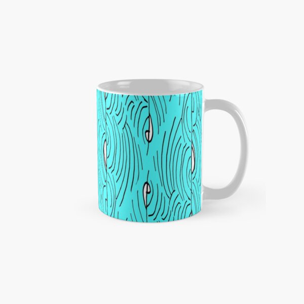 Lines and curves – black, aqua blue pattern Classic Mug