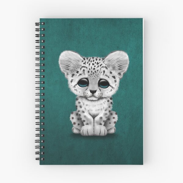 Item preview, Cute Baby Snow Leopard Cub on Teal Blue designed and sold by JeffBartels.