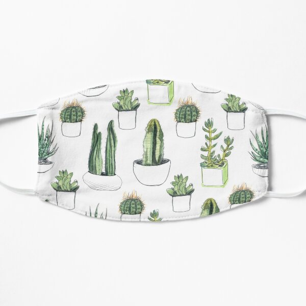 Watercolour cacti & succulents Flat Mask
