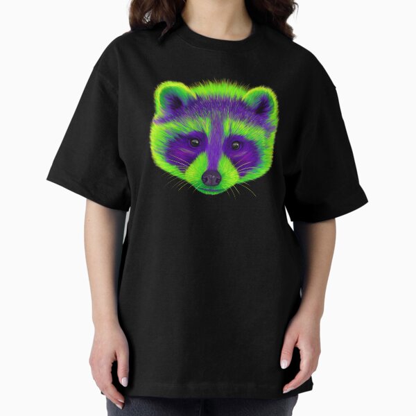 Purple and Green Raccoon Oversized T-Shirt