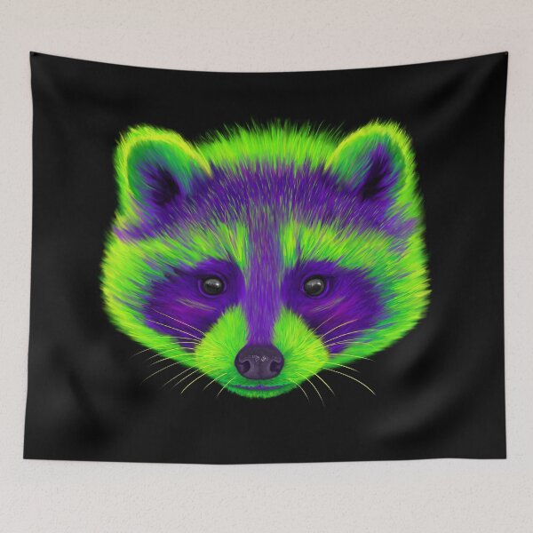 Item preview, Purple and Green Raccoon designed and sold by NeonFuzz.