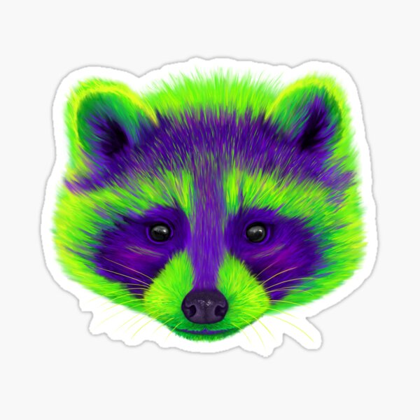 Purple and Green Raccoon Sticker