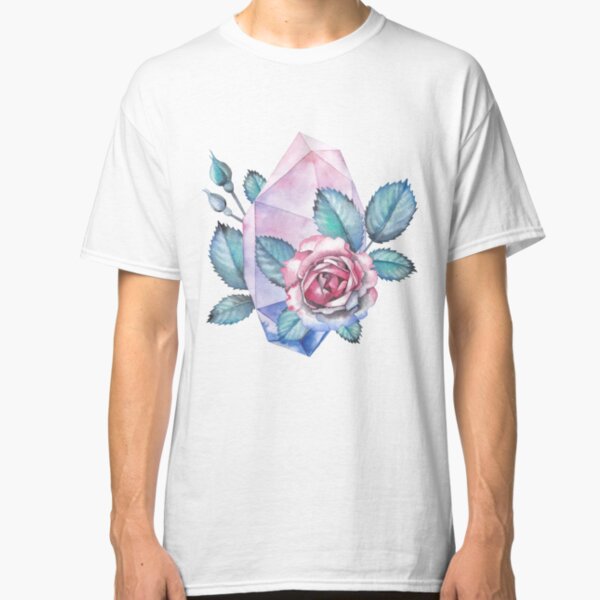 Cute watercolor collection of roses and crystals Classic T-Shirt