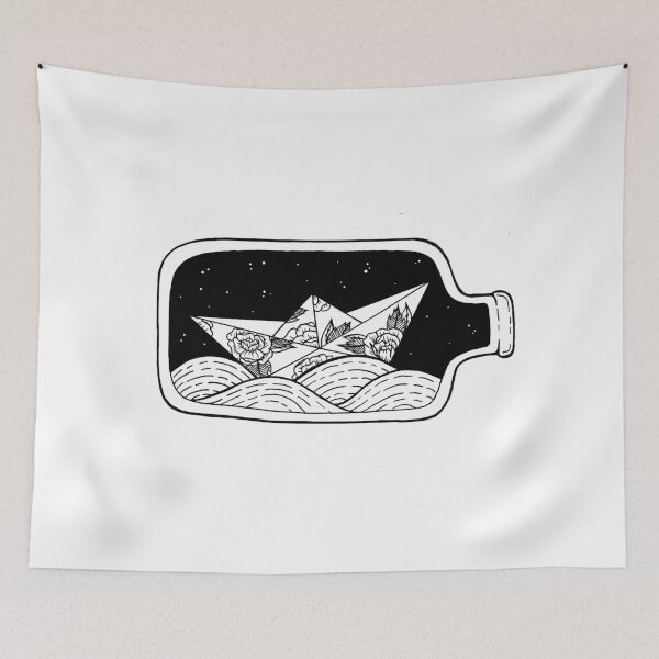 Item preview, Paper Boat Floral Tattoo Design designed and sold by Tara Margolis.