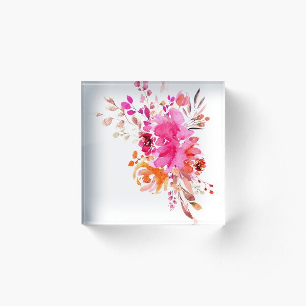 Watercolor Bouquet Acrylic Block