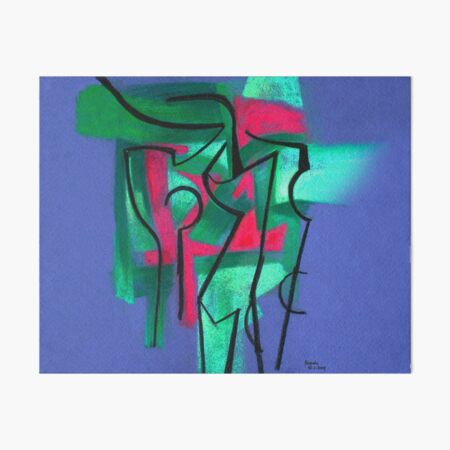 Abstraction in green, fuchsia and black Art Board Print