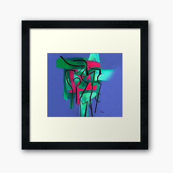 Abstraction in green, fuchsia and black Framed Art Print