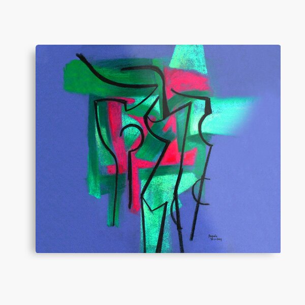 Abstraction in green, fuchsia and black Metal Print