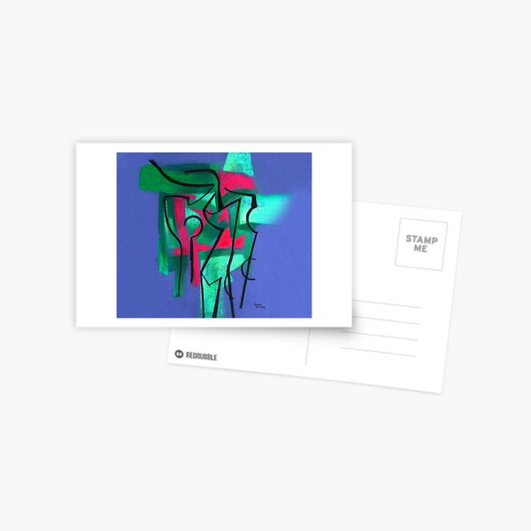 Abstraction in green, fuchsia and black Postcard