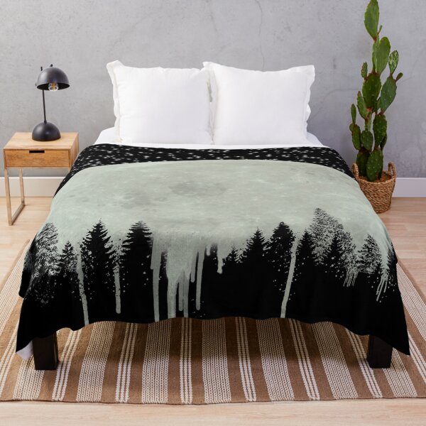 Item preview, Full Moon Art, Forest Trees Silhouette, Dripping Paint, Gray, Gift Idea, For her, For Him, Moon Phases, Starry Night designed and sold by joannejgg.