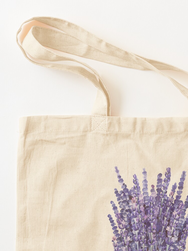 Thumbnail 3 of 5, Tote Bag, Watercolor lavender bouquet designed and sold by Ekaterina Glazkova.