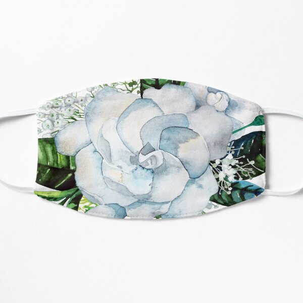 Watercolor gardenia and gypsophila vignette Mask
