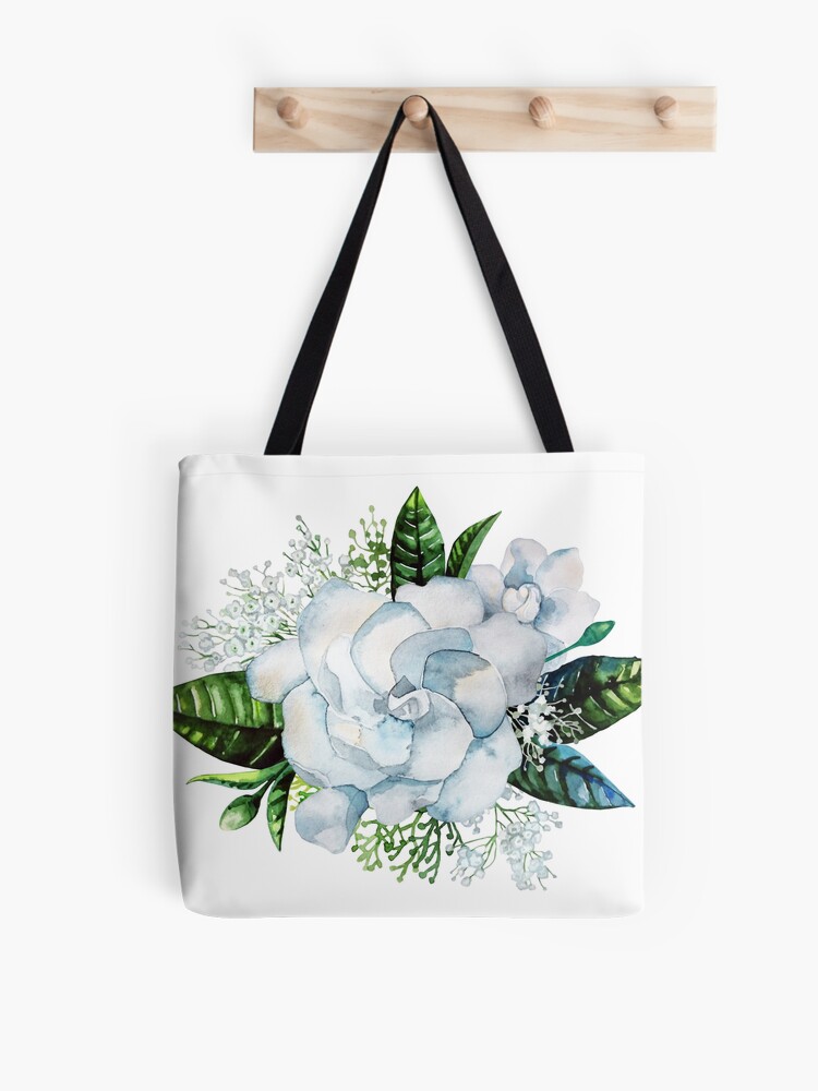 Watercolor gardenia and gypsophila vignette | Tote Bag