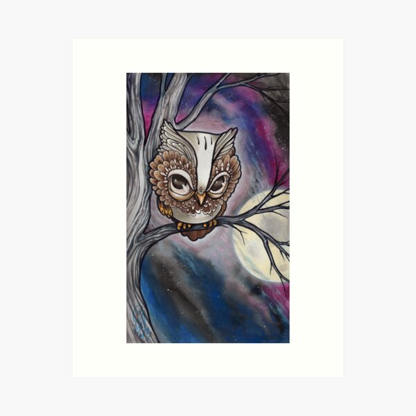 shy night owl painting. Art Print