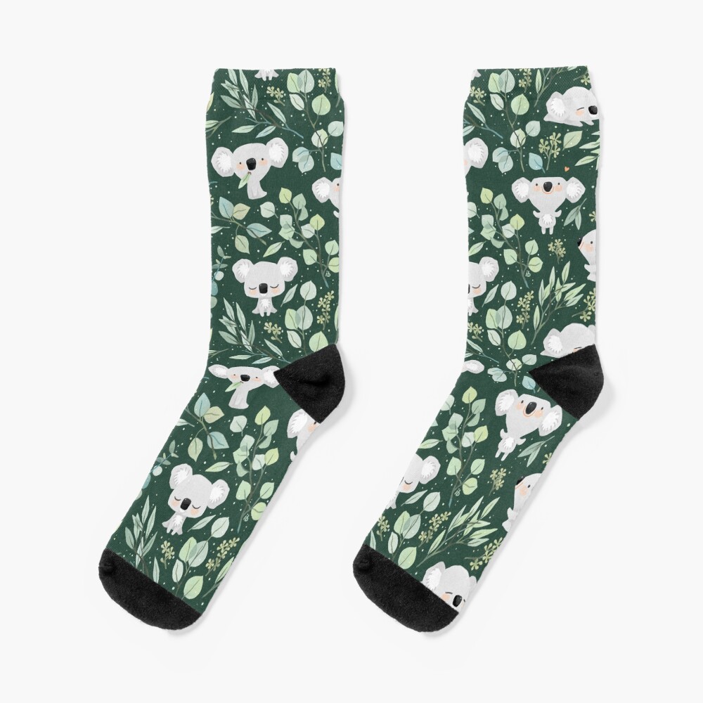 Koala and Eucalyptus Pattern Socks