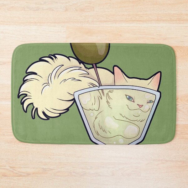 Item preview, Meowtini Cat Cocktail - Olive Green designed and sold by DablurArt.