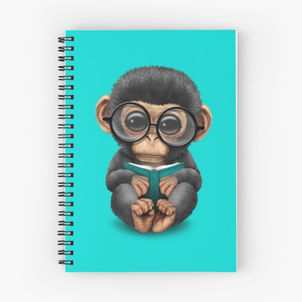 Item preview, Cute Baby Chimpanzee Reading a Book on Blue designed and sold by JeffBartels.