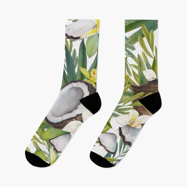 Item preview, Watercolor vanilla flowers and coconut designed and sold by Ekaterina Glazkova.