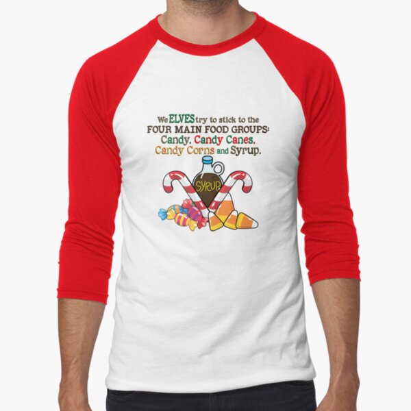 Elfs 4 basic food groups Baseball ¾ Sleeve T-Shirt