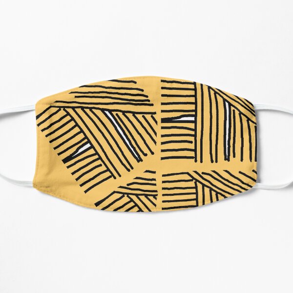 Line pattern black and yellow Flat Mask