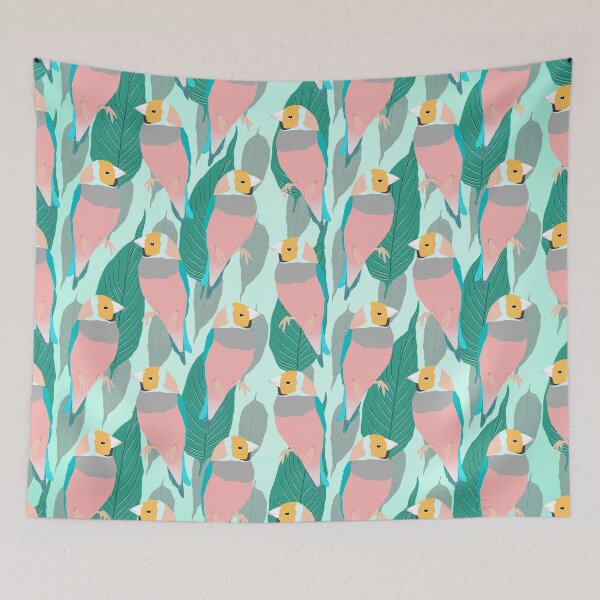 Item preview, Pink Rainbow Finch Bird Green Foliage Design designed and sold by InovArtS.