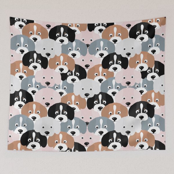 Item preview, Black Brown Pink Grey Puppy Dogs Illustration designed and sold by InovArtS.