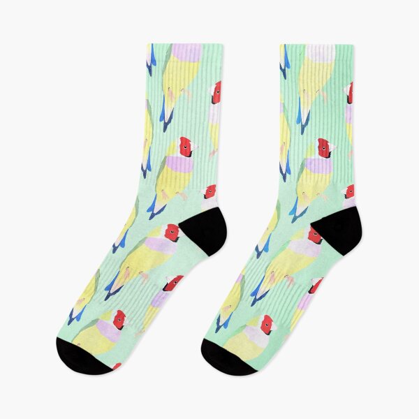 Item preview, Watercolor rainbow finch bird Mint Pattern designed and sold by InovArtS.