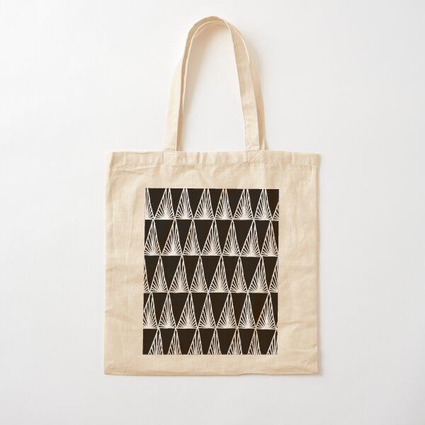 Hand Drawn Geometric Triangle Monochrome Art Deco Pattern Cotton Tote Bag