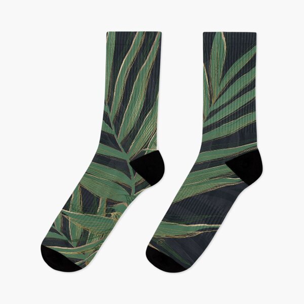 Item preview, Green Palm Leaves Gold Strokes Gray Design designed and sold by InovArtS.