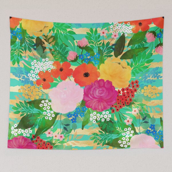 Item preview,  Red Yellow Floral Watercolor Biscay Green Design designed and sold by InovArtS.