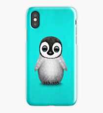 Cute Baby Penguin on Blue iPhone Case