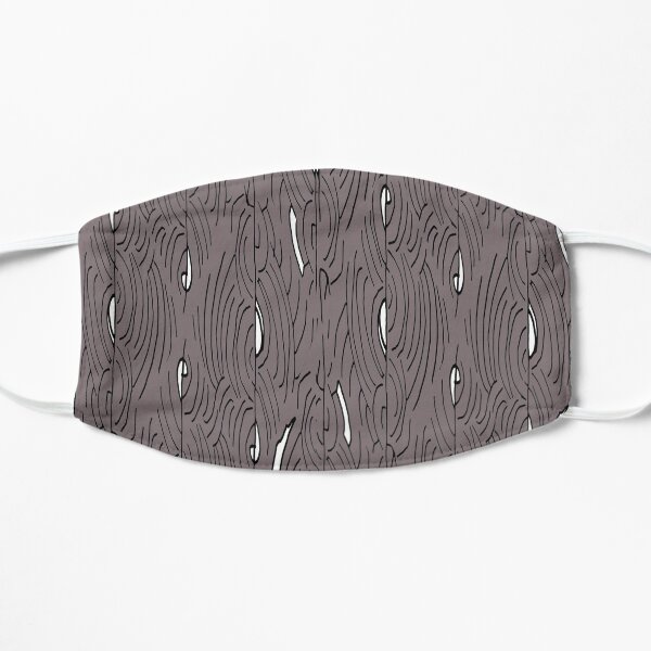 Lines and curves – black, taupe, white pattern Flat Mask