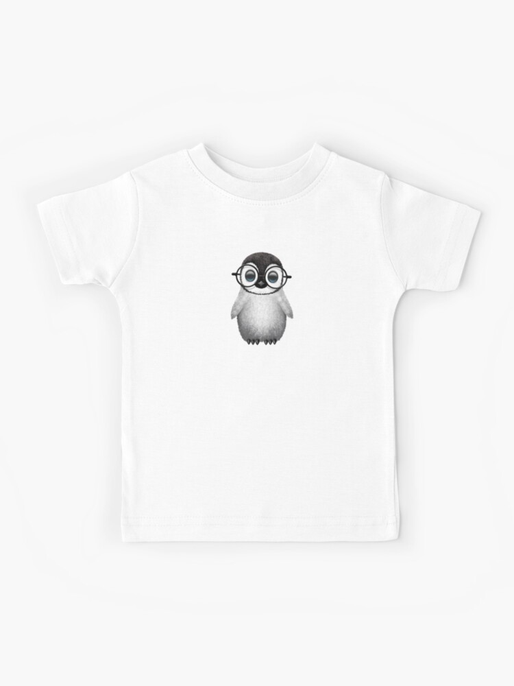 T Shirt Enfant Pingouin Mignon Bebe Portant Des Lunettes Sur Le Bleu Par Jeffbartels Redbubble