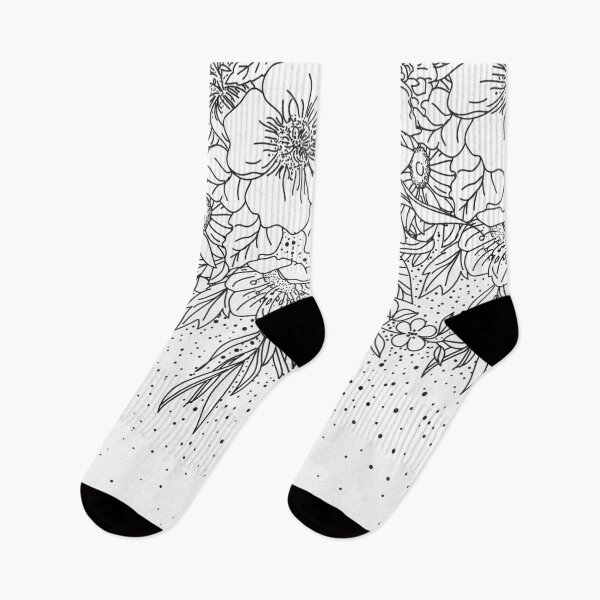 Item preview, Cute Black White floral doodles and confetti design designed and sold by InovArtS.