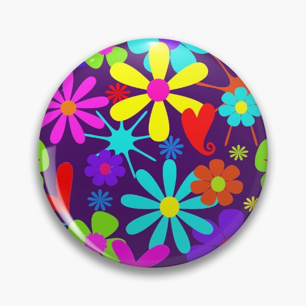 Item preview, Colorful Bright Retro Flower Power Hearts & Flowers Pattern designed and sold by Artification.