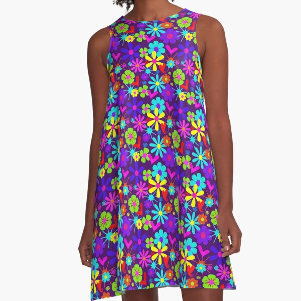 Item preview, Colorful Bright Retro Flower Power Hearts & Flowers Pattern designed and sold by Artification.