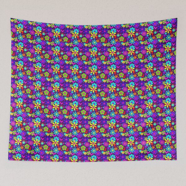 Item preview, Colorful Bright Retro Flower Power Hearts & Flowers Pattern designed and sold by Artification.