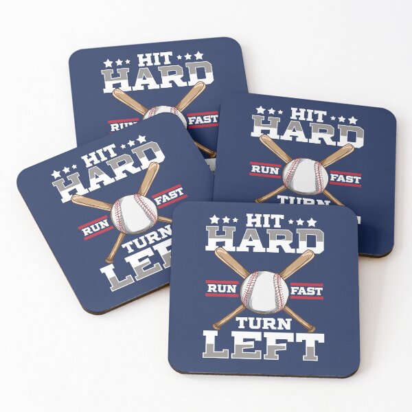 Item preview, Hit Hard Run Fast Turn Left, Funny Baseball Gift designed and sold by VintageMashup.