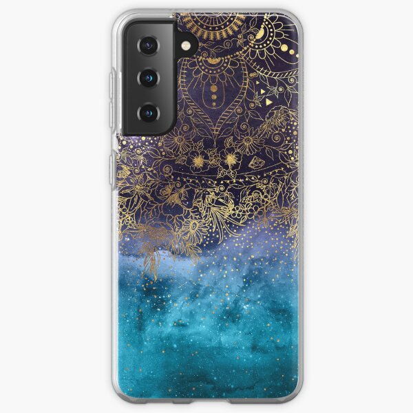 Gold floral mandala and confetti image Samsung Galaxy Soft Case