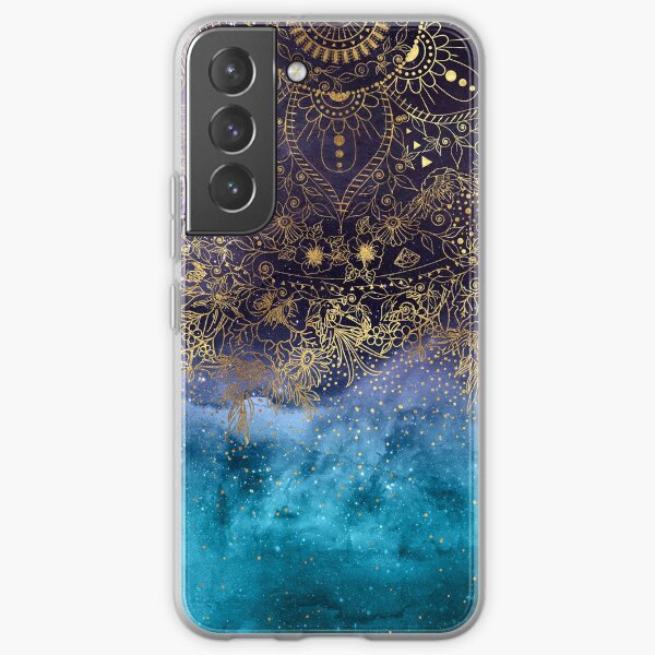 Gold floral mandala and confetti image Samsung Galaxy Soft Case